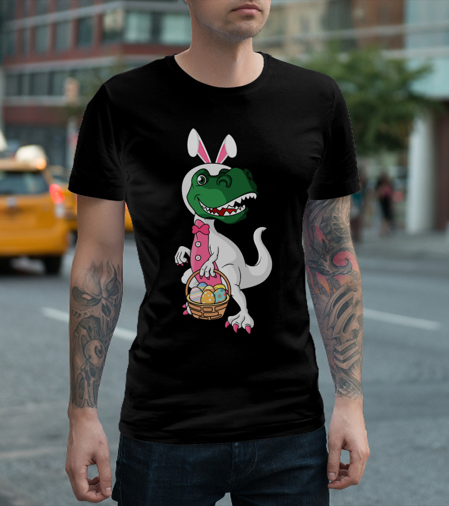 Funny Dinosaur Bunny Rex Easter Basket T-Shirt