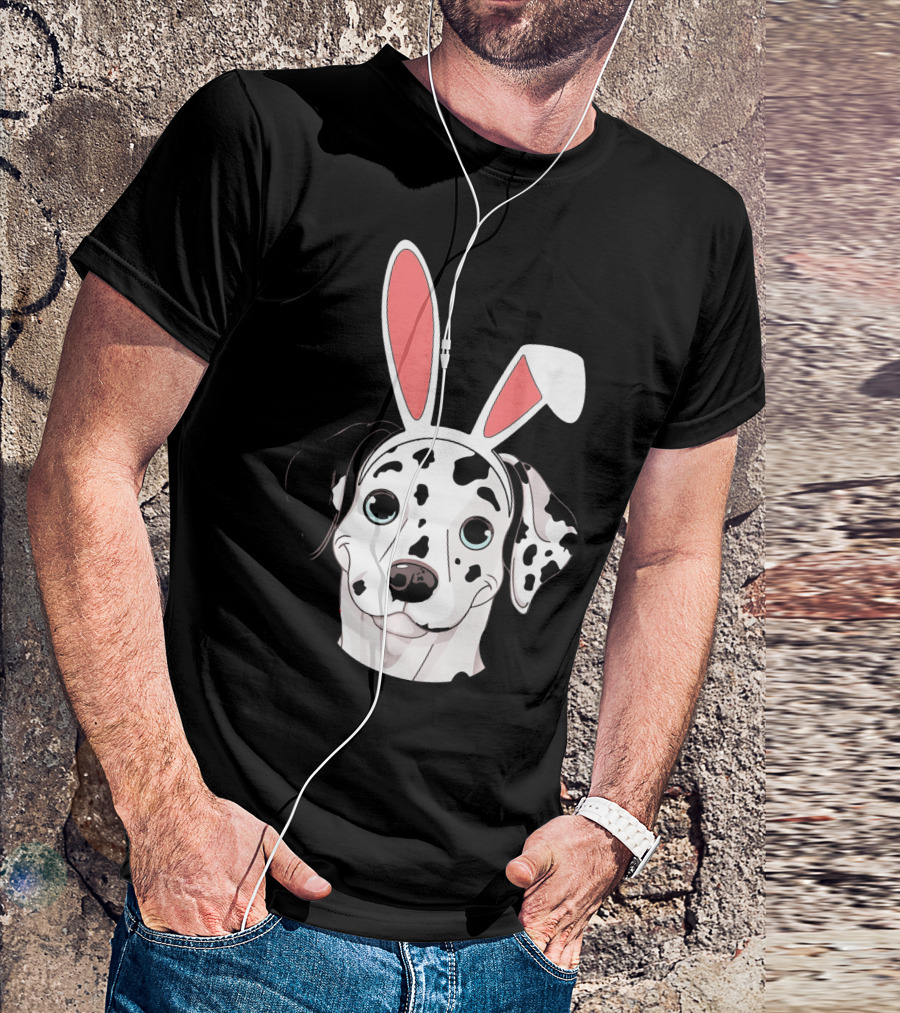 Dalmatian With Bunny Ears For Happy Easter T-Shirt