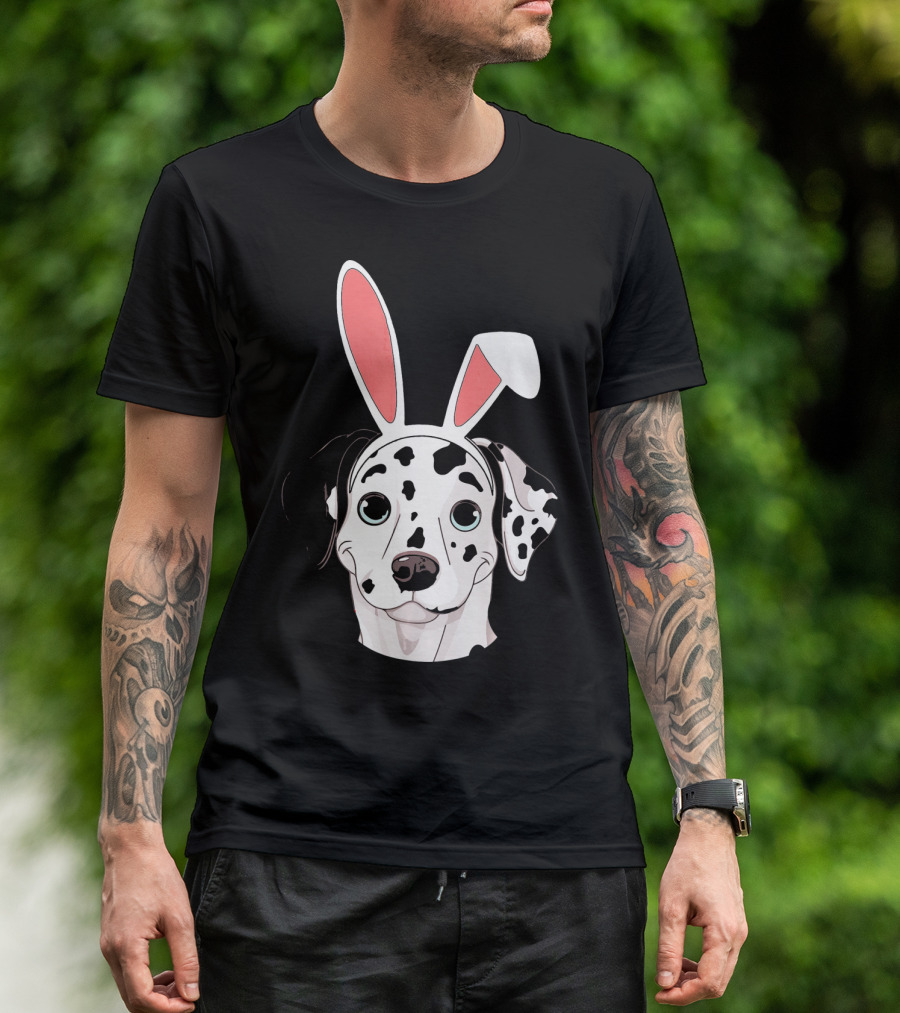 Dalmatian With Bunny Ears For Happy Easter T-Shirt