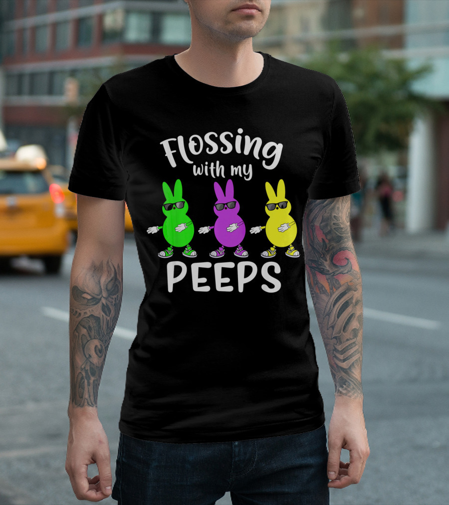 Flossing With My Peeps Bunny Dancing Fun T-Shirt