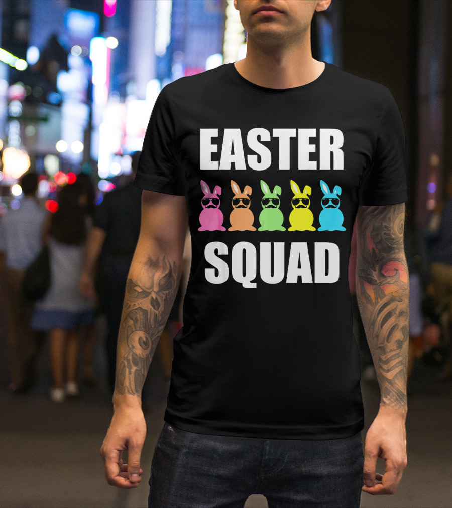 Easter Squad Family Funny Mustache Bunny Egg Hunting T-Shirt