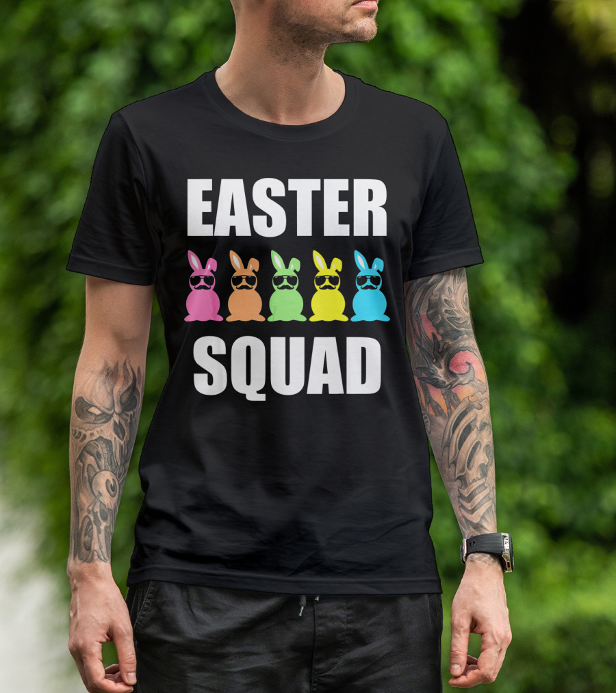 Easter Squad Family Funny Mustache Bunny Egg Hunting T-Shirt