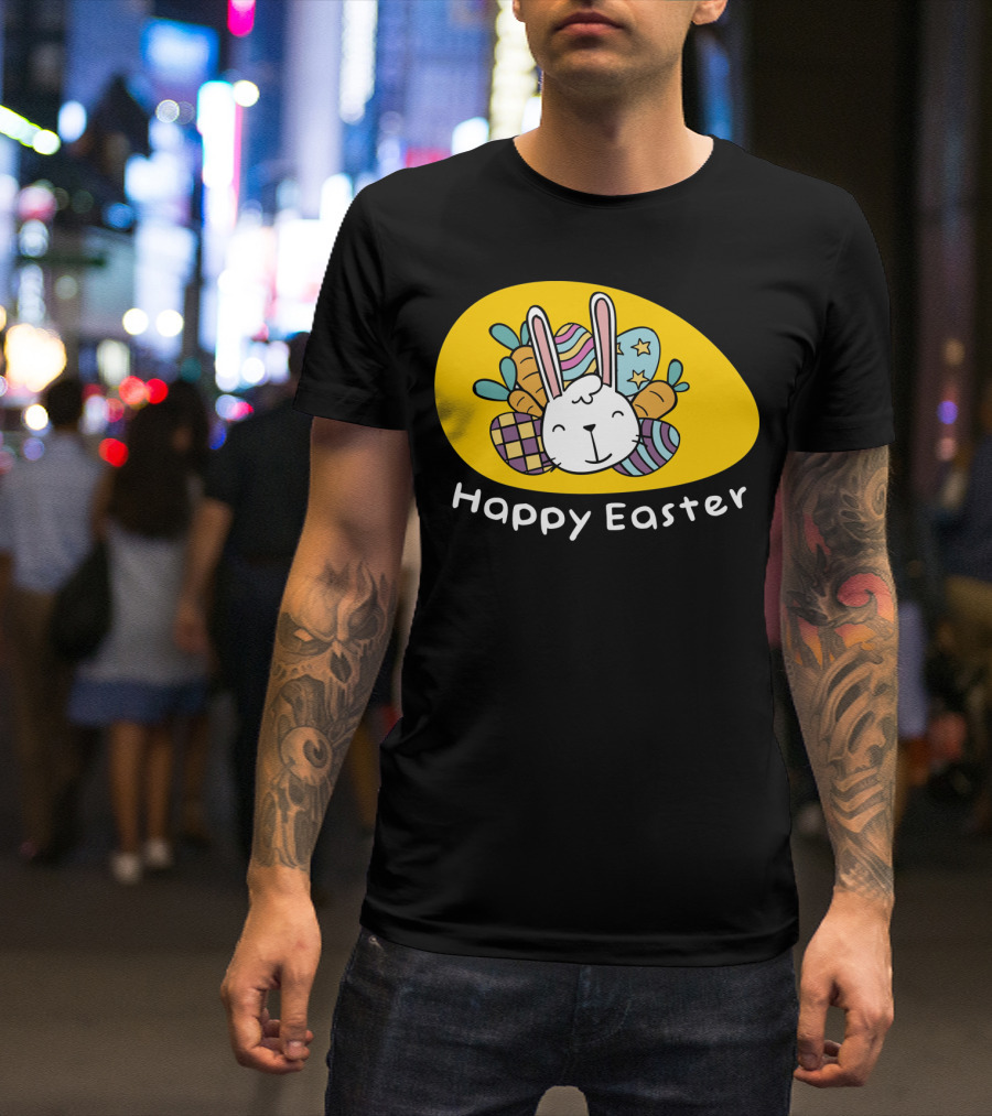 Happy Easter Bunny With Colorful Eggs T-Shirt