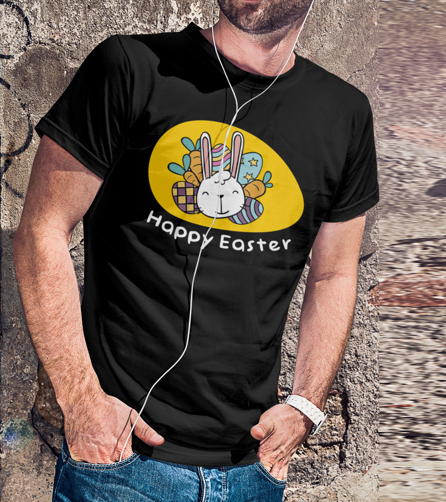Happy Easter Bunny With Colorful Eggs T-Shirt