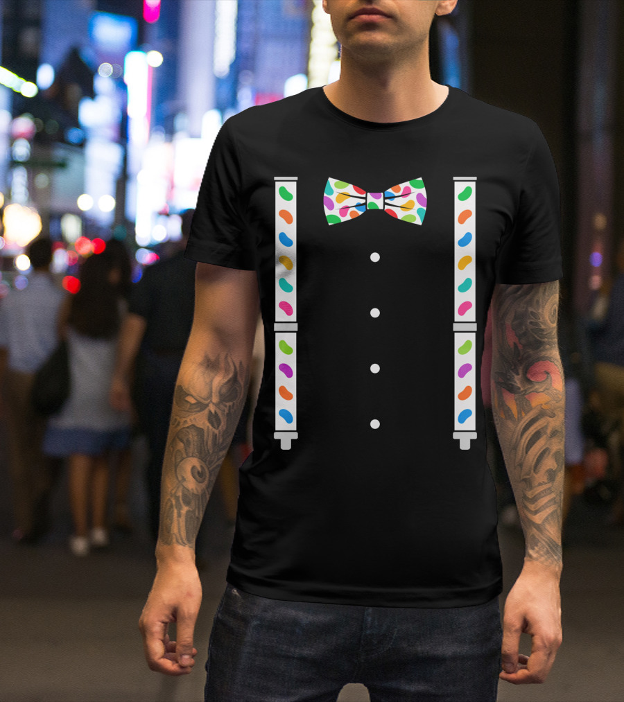 Easter Jelly Beans Bow Tie And Suspenders T-Shirt