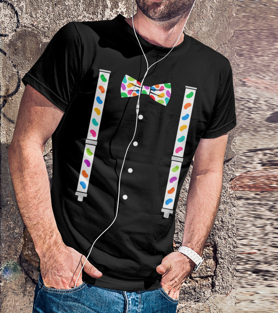 Easter Jelly Beans Bow Tie And Suspenders T-Shirt