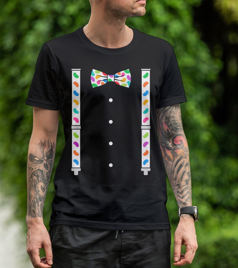 Easter Jelly Beans Bow Tie And Suspenders T-Shirt