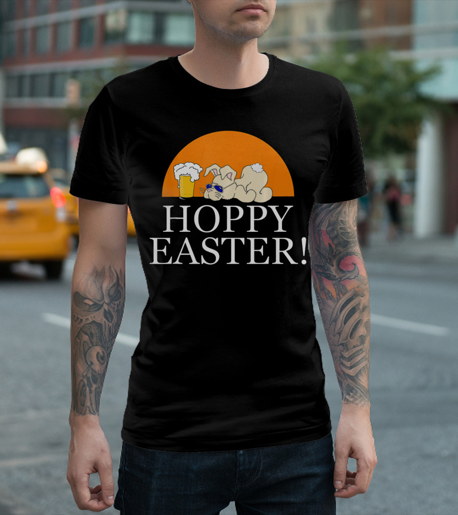 Bunny Lovers Hoppy Easter with Beer and Relaxing Rabbit T-Shirt