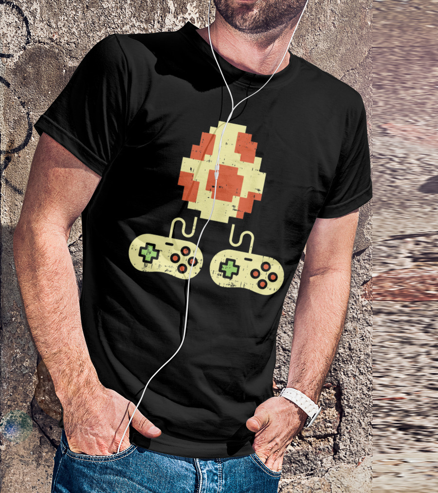 Easter Egg Pixel Art With Retro Game Controllers Gamer Gaming T-Shirt