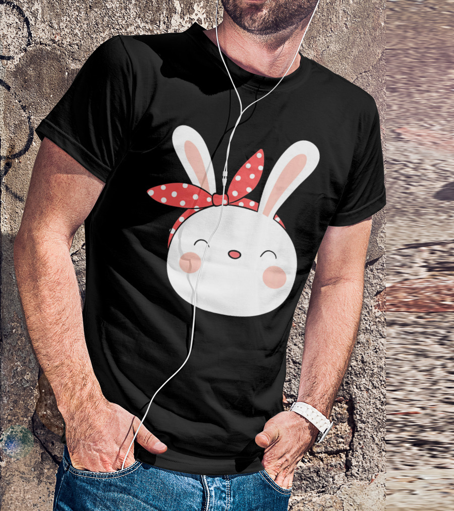 Easter Bunny With Polka Dot Headband T-Shirt