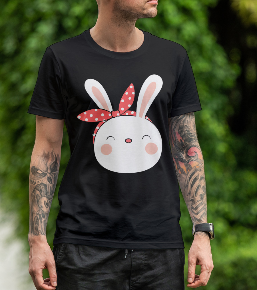 Easter Bunny With Polka Dot Headband T-Shirt