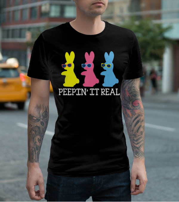 Peepin It Real Colorful Easter Bunny Sunglasses Trio T-Shirt