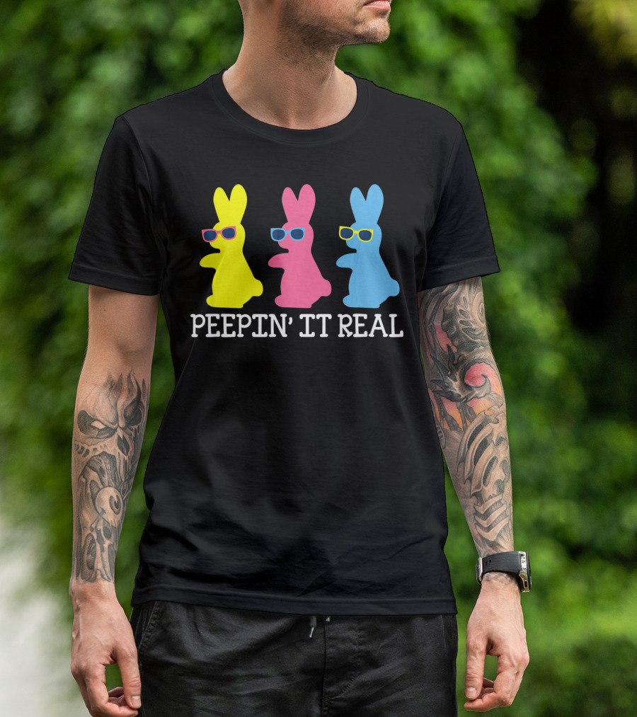 Peepin It Real Colorful Easter Bunny Sunglasses Trio T-Shirt