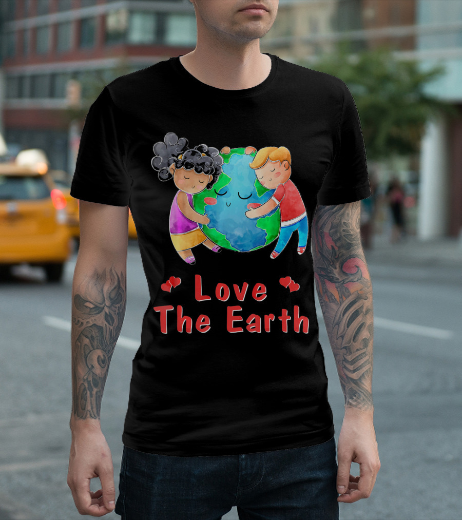Love The Earth Children Hugging Globe T-Shirt