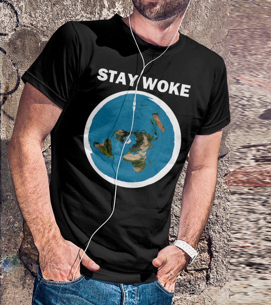 Stay Woke Flat Earth Map Representation T-Shirt