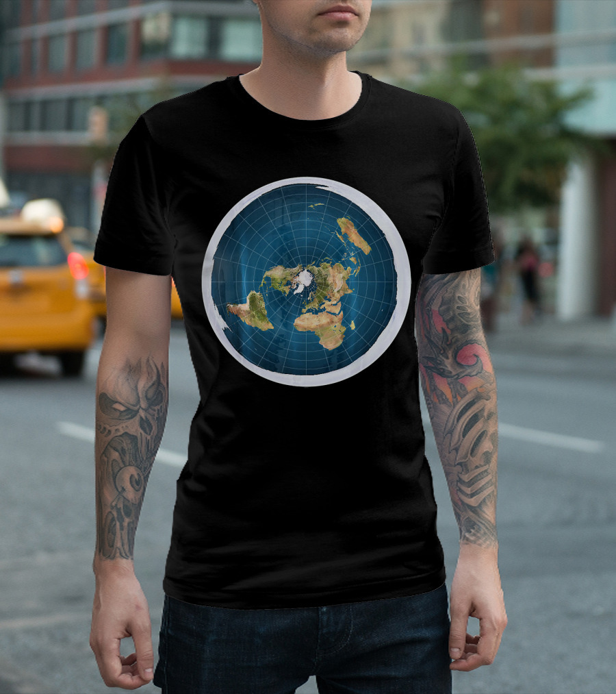Map of the Flat Earth Circular Projection T-Shirt
