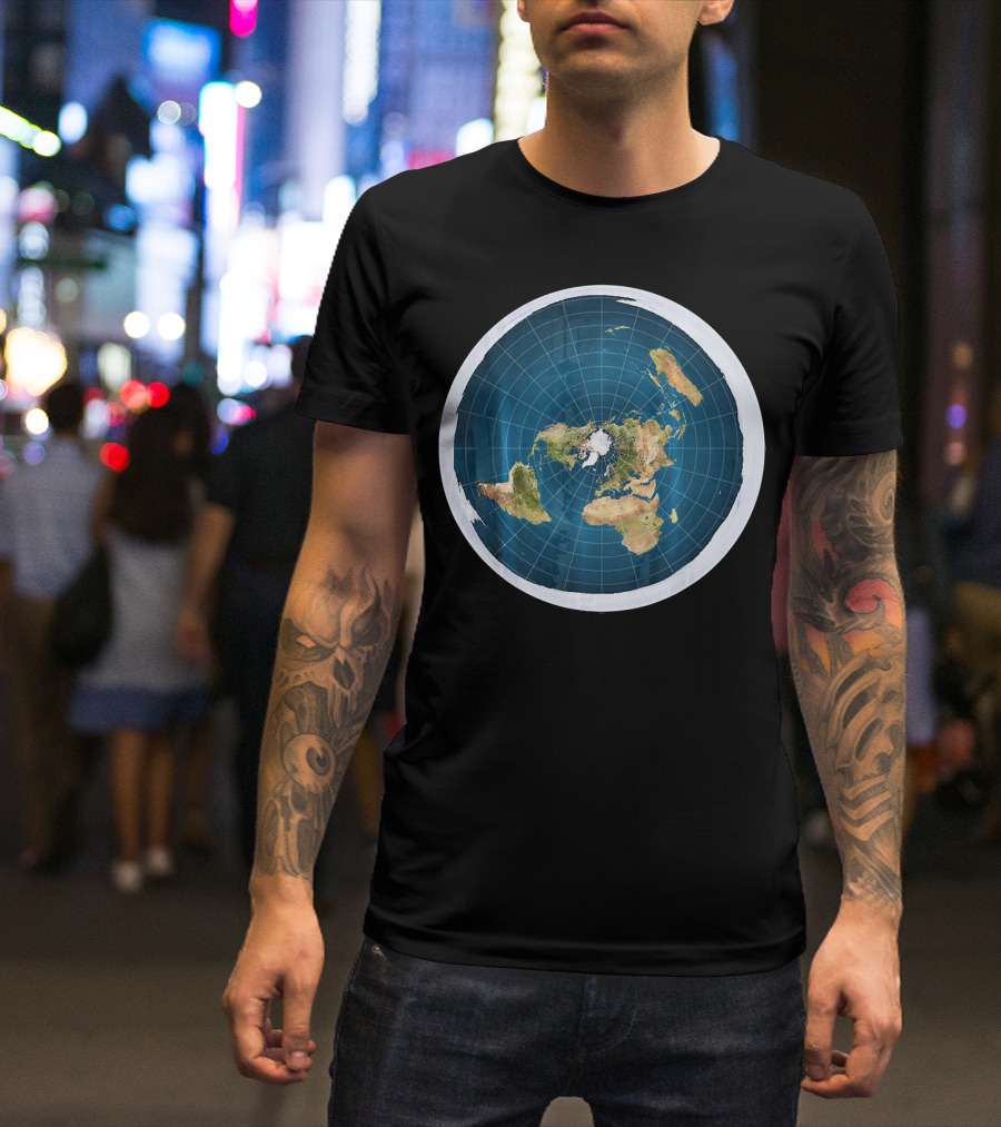 Map Of The Flat Earth Circular Projection T-Shirt