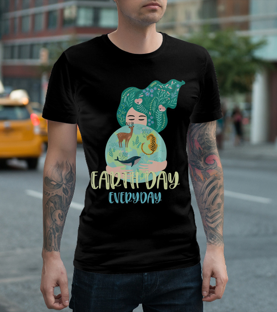EARTH DAY EVERYDAY for Girls with Nature and Wildlife Elements T-Shirt