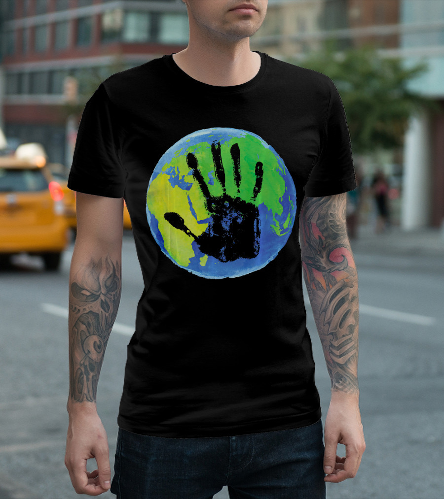 Earth Day Globe with Handprint Nature Conservation T-Shirt