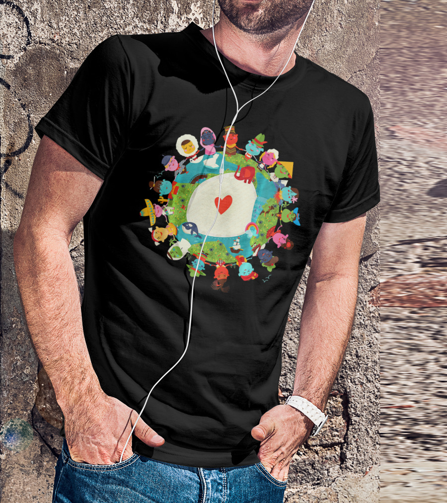 Kids United In Love For The Planet Earth With Heart And Diverse Children T-Shirt