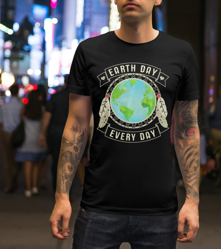 Earth Day Every Day Dreamcatcher Globe Feathers T-Shirt
