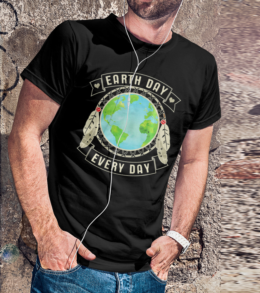 Earth Day Every Day Dreamcatcher Globe Feathers T-Shirt