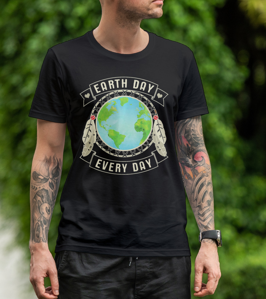 Earth Day Every Day Dreamcatcher Globe Feathers T-Shirt