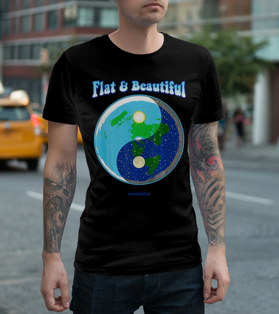 Flat and Beautiful Earth Ying Yang #earthisflat T-Shirt