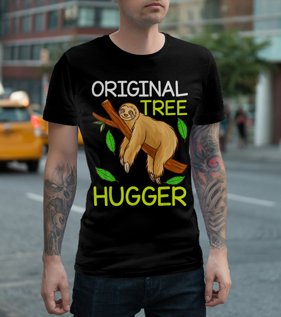 Original Tree Hugger Sloth Environmental Climate T-Shirt