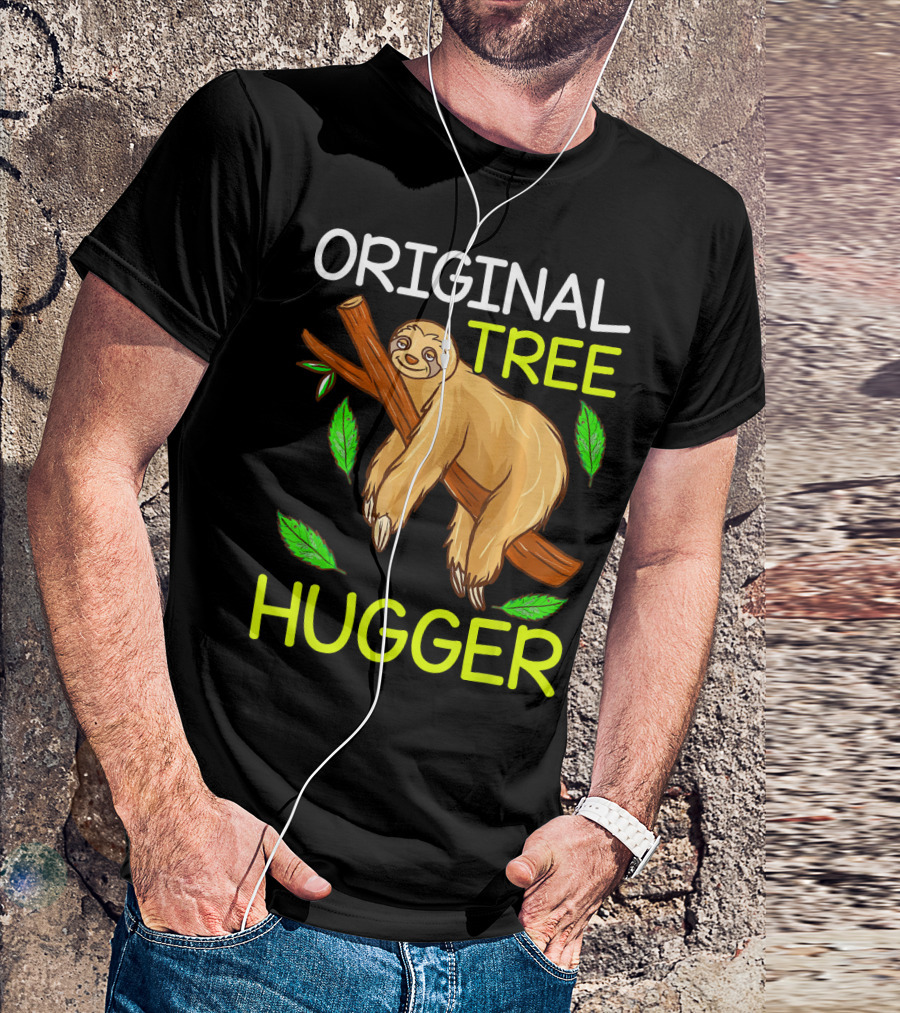 Original Tree Hugger Sloth Environmental Climate T-Shirt