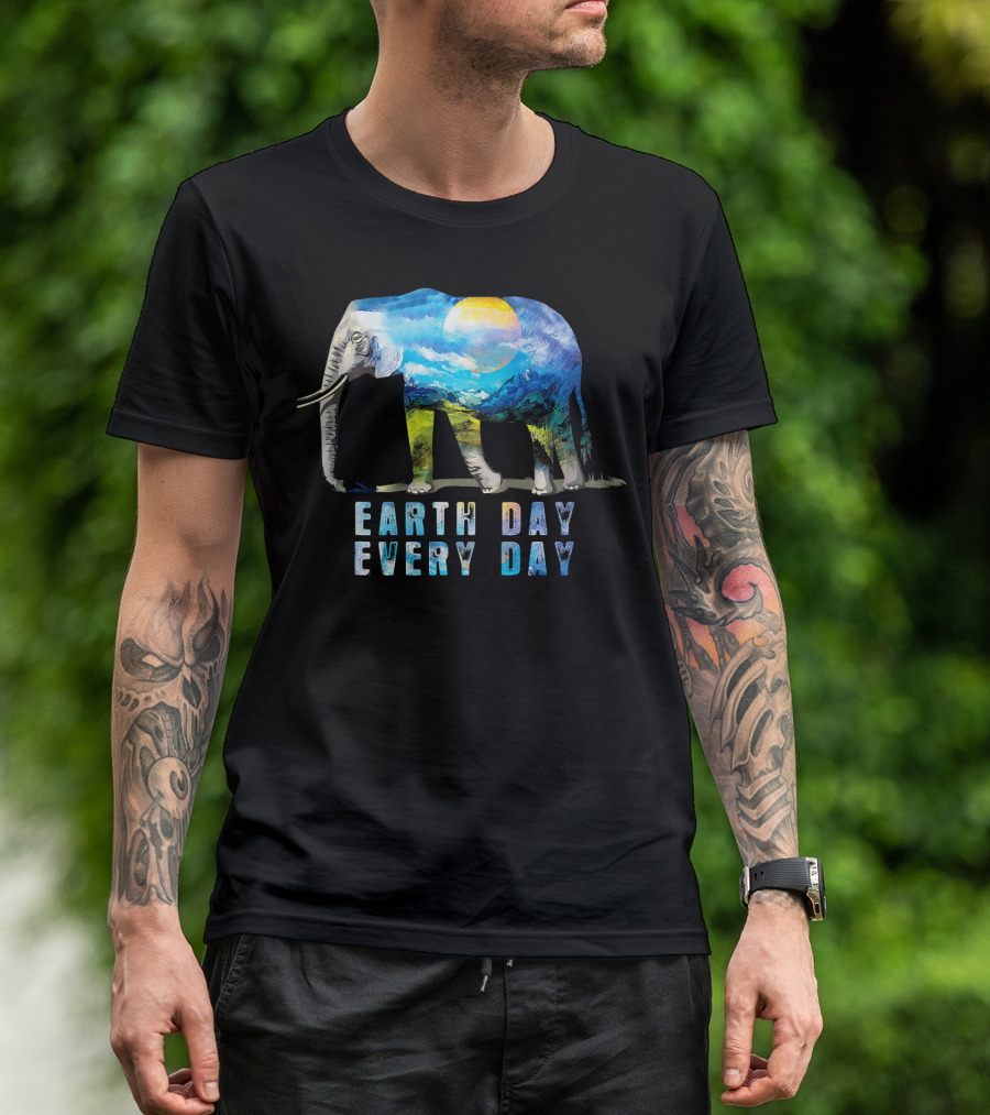 Earth Day Every Day Elephant Love T-Shirt