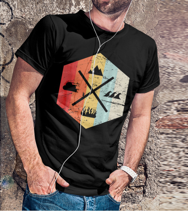 Retro Four Elements Earth Water Fire Air Iconic Symbolism T-Shirt