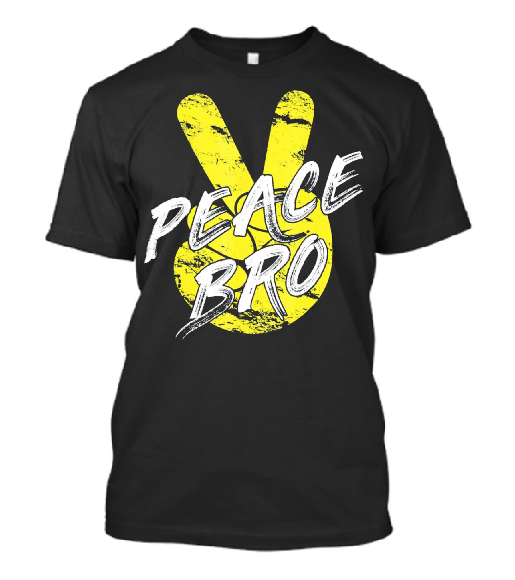 PEACE Bro Peace Sign Yellow Tex T-Shirt