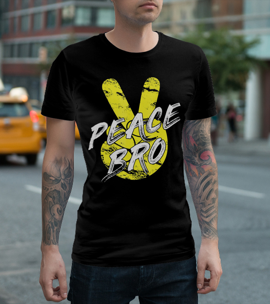 PEACE Bro Peace Sign Yellow Tex T-Shirt