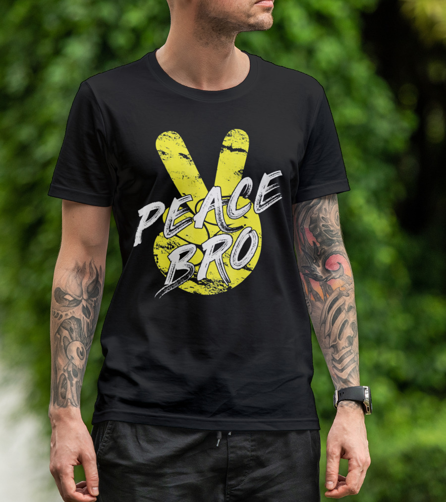 PEACE Bro Peace Sign Yellow Tex T-Shirt
