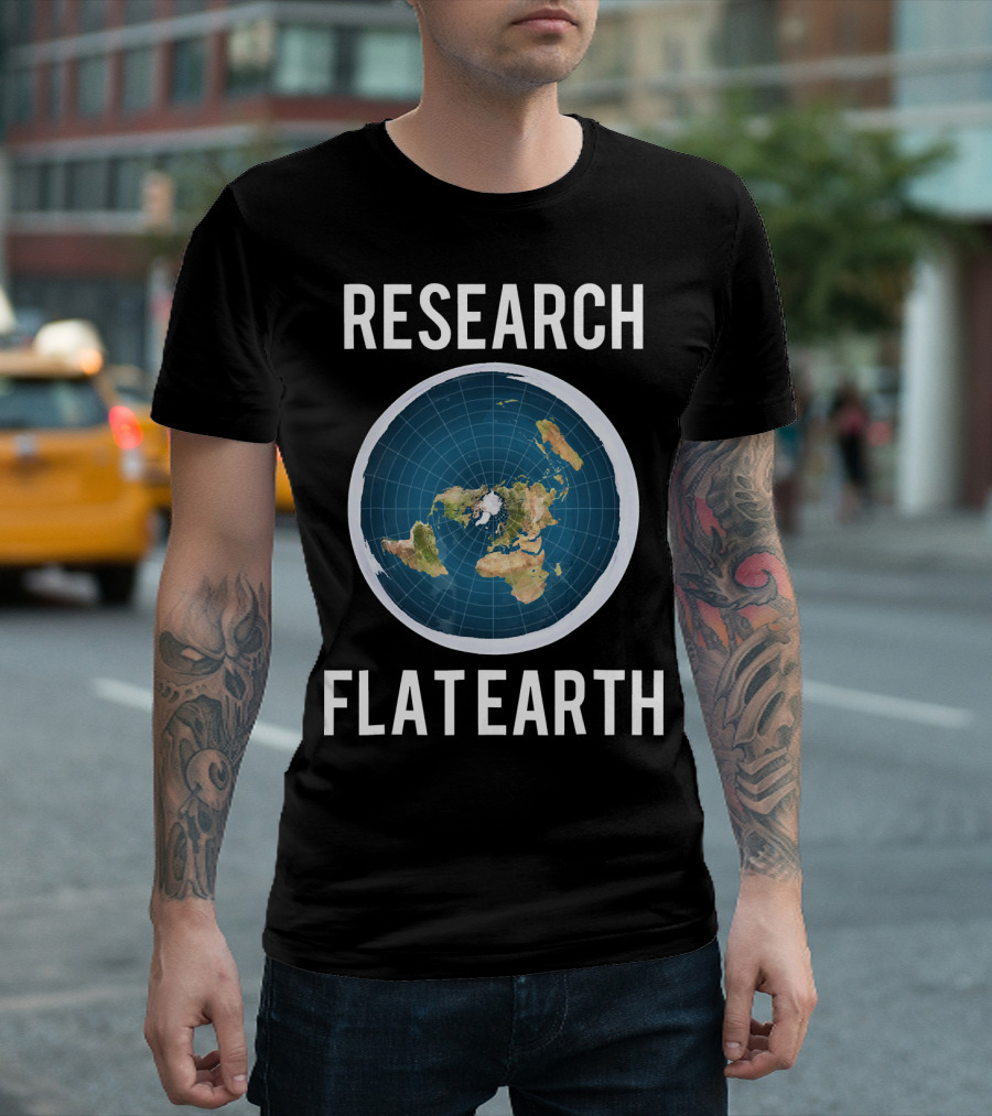 Research Flat Earth Map Exploration T-Shirt