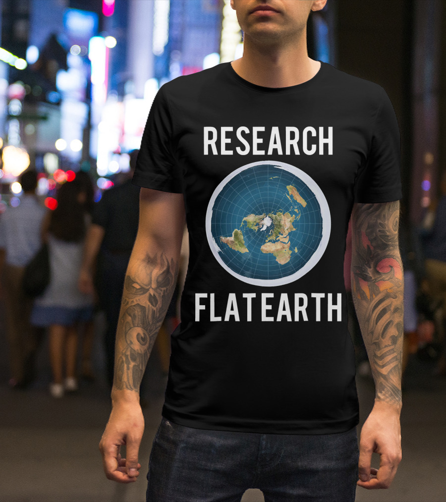 Research Flat Earth Map Exploration T-Shirt