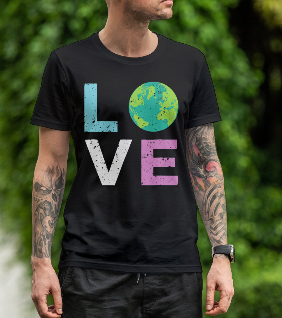 LOVE Earth Day With Globe Vin Earth T-Shirt