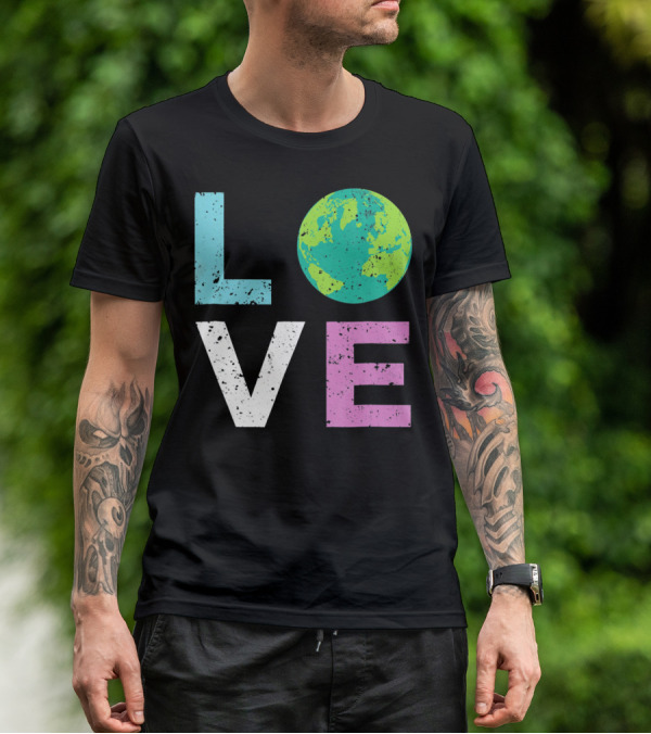 LOVE Earth Day With Globe Vin Earth T-Shirt