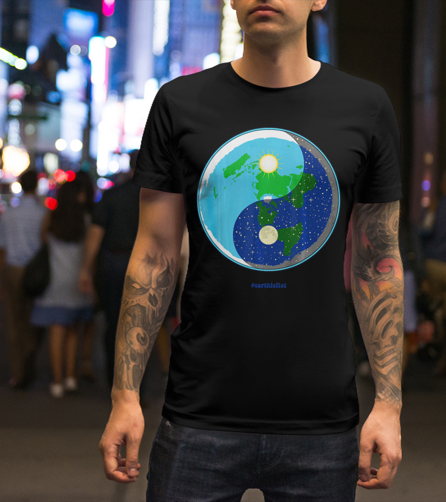 Ying Yang Flat Earth Truther #earthisflat Sun And Moon T-Shirt