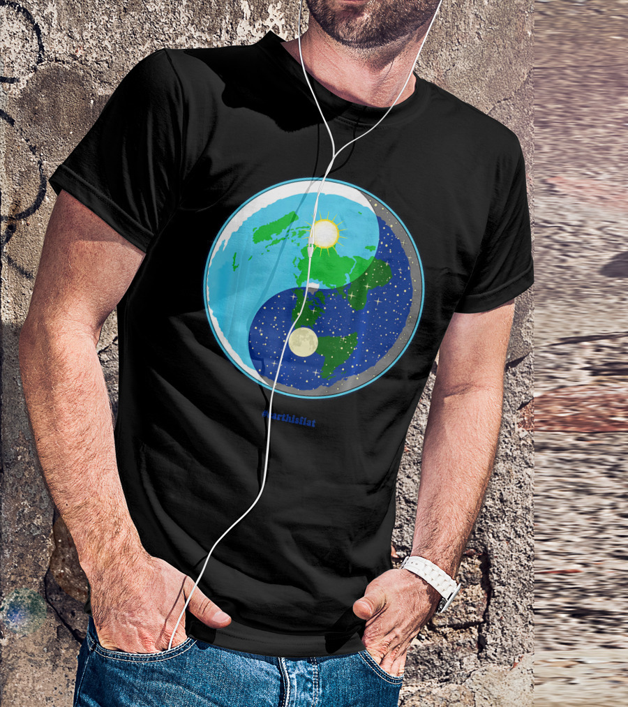Ying Yang Flat Earth Truther #earthisflat Sun And Moon T-Shirt