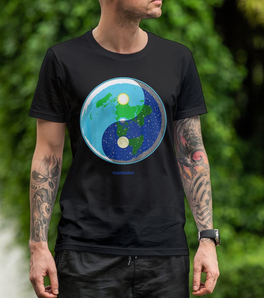 Ying Yang Flat Earth Truther #earthisflat Sun And Moon T-Shirt