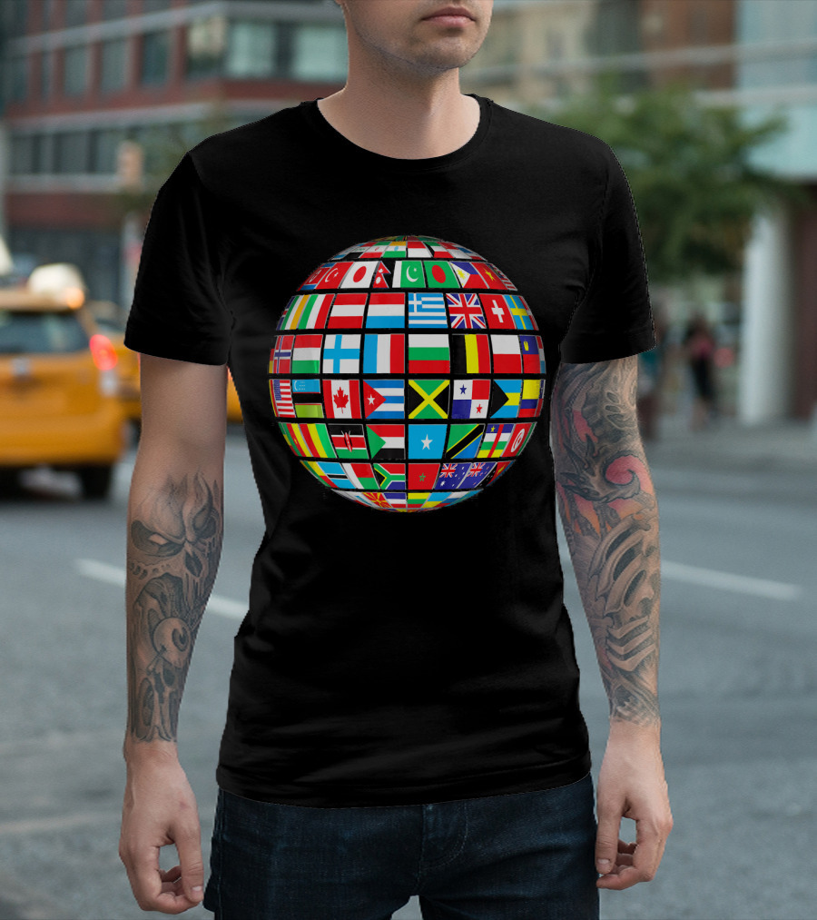 World Flag Buttons Global Flags Sphere T-Shirt