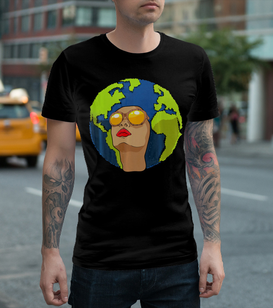 Arbor Mother Earth Day Sunglasses Reflection Globe Face T-Shirt