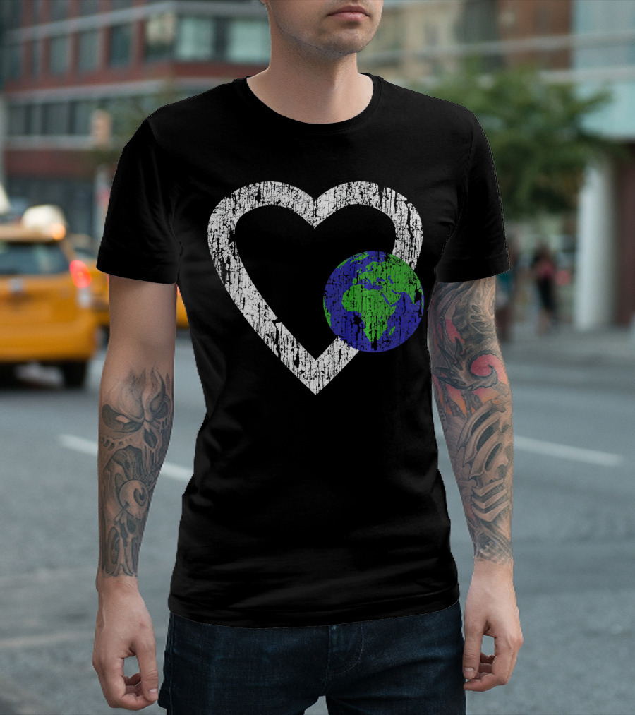I Love Planet Earth Day Climate Change Heart World T-Shirt