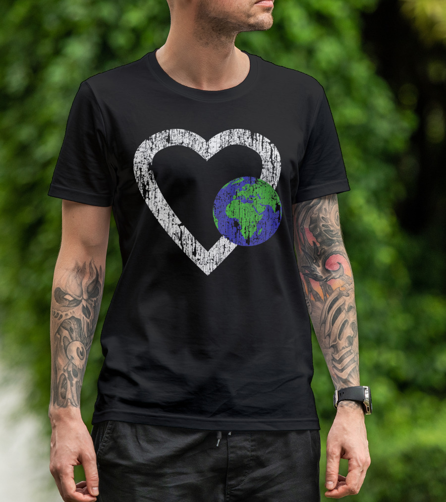 I Love Planet Earth Day Climate Change Heart World T-Shirt