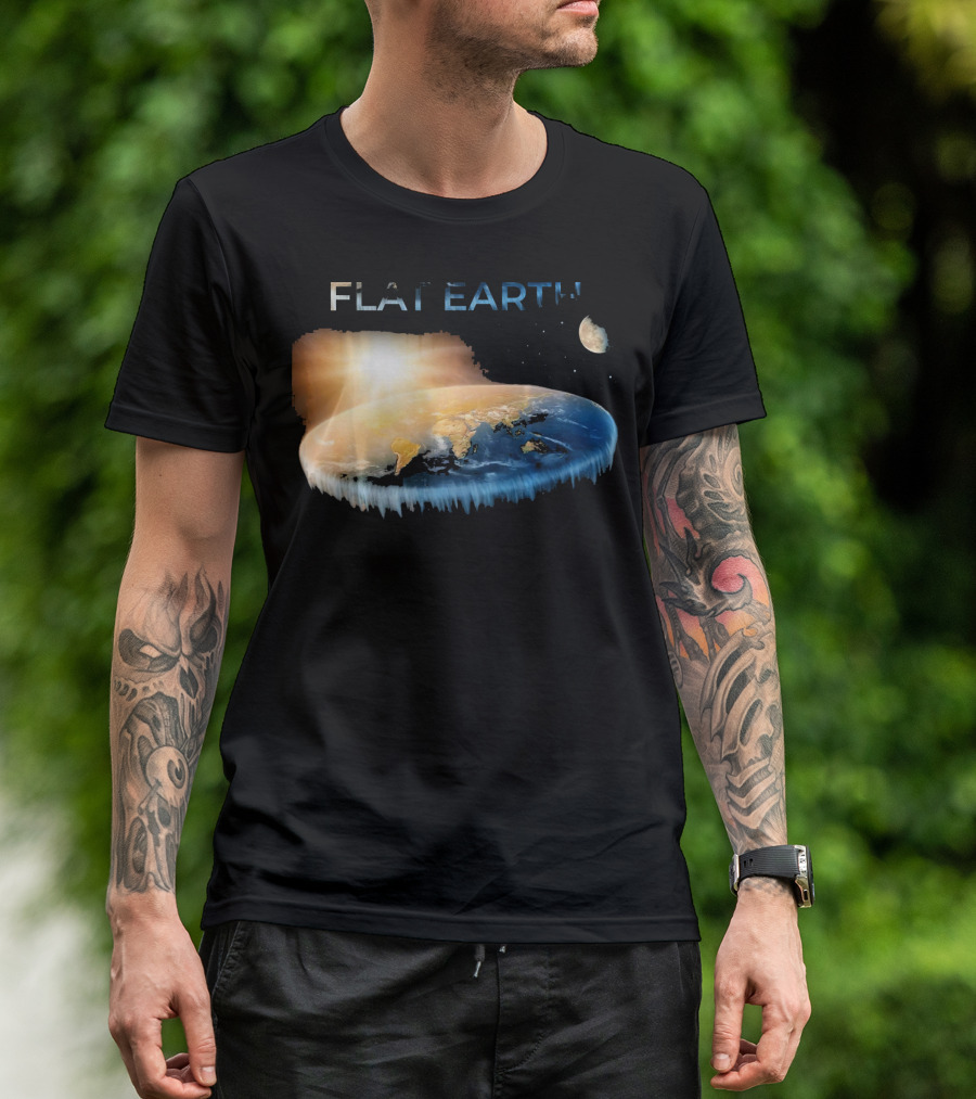 Flat Earth Dome Map With Sun And Moon T-Shirt