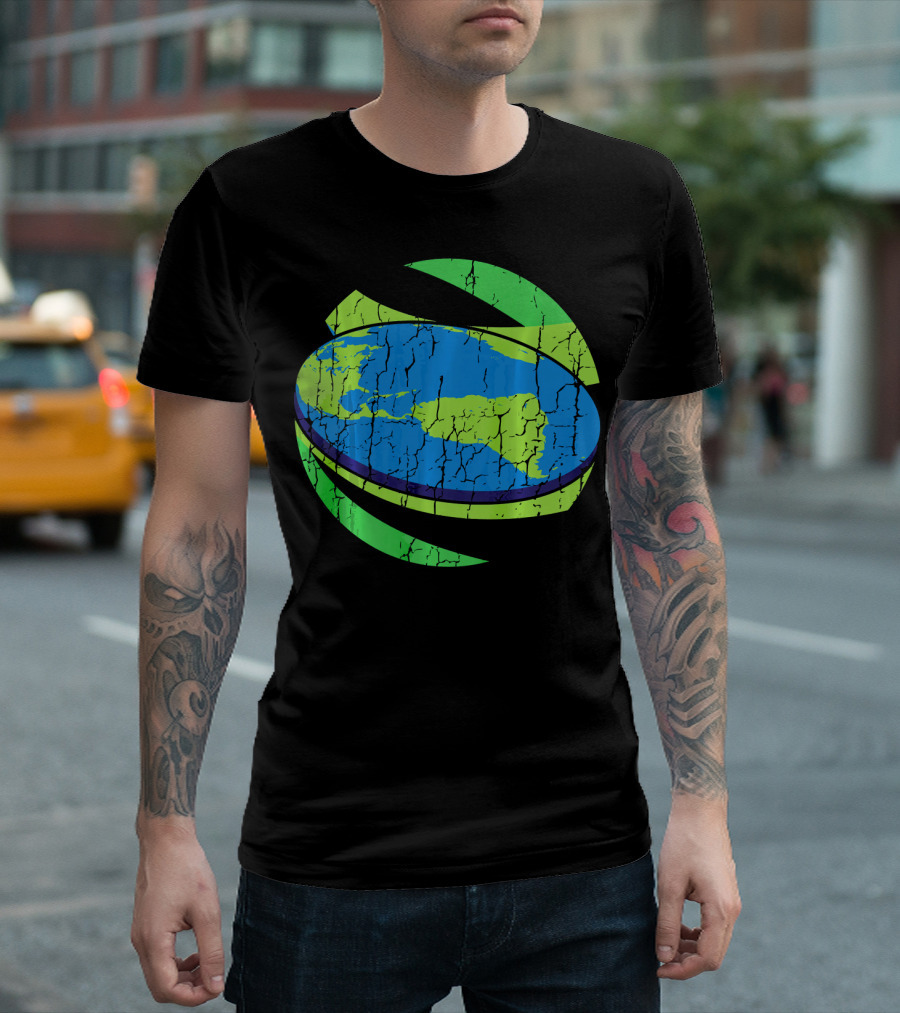 Flat Earth Flat Earther Planet Cracked Globe T-Shirt