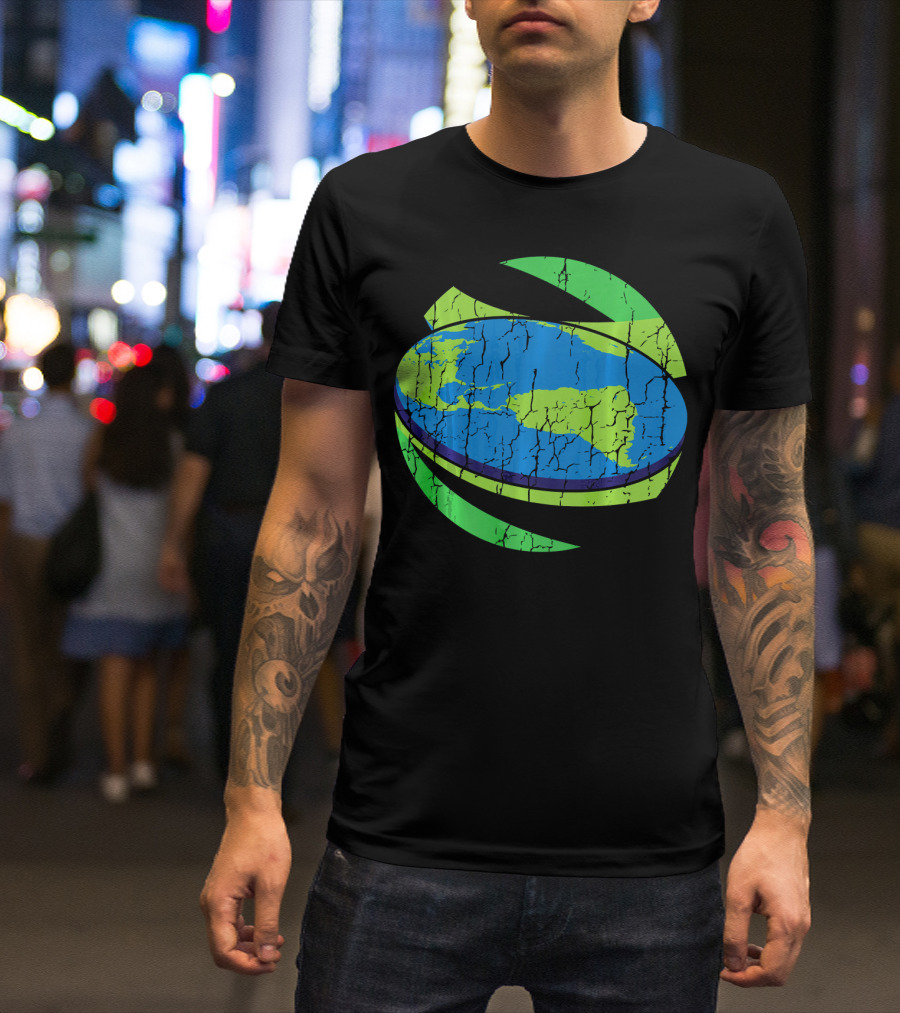 Flat Earth Flat Earther Planet Cracked Globe T-Shirt