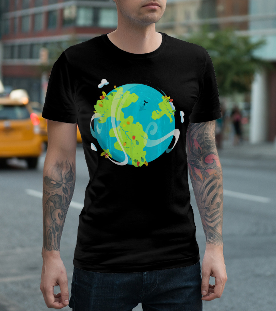 Earth Day Mother Planet Tree Dolphin Scenic Globe T-Shirt